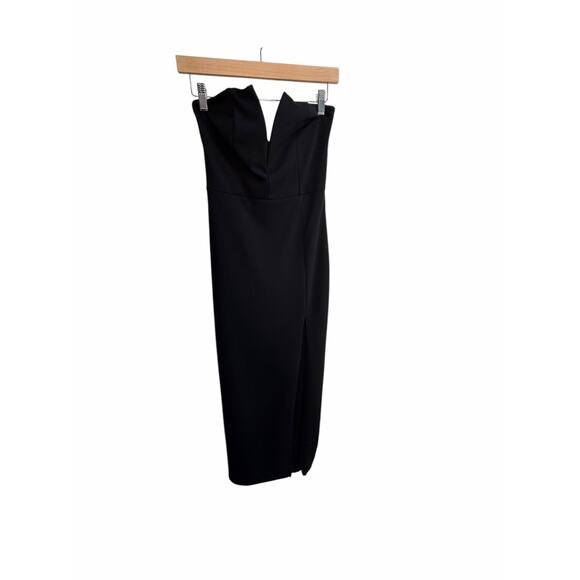 Lulus Black Strapless Evening Gown Dress Size M Slit Maxi Formal Prom NWT - Picture 7 of 16